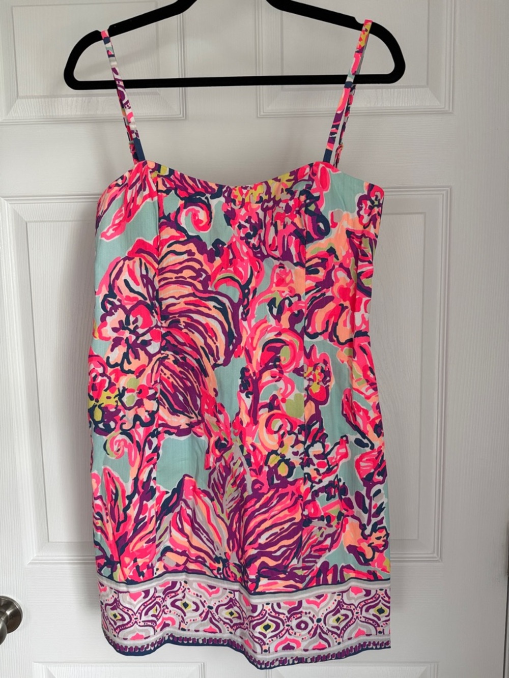 Lilly Pulitzer Pink & Aqua Floral Spaghetti Strap Dress